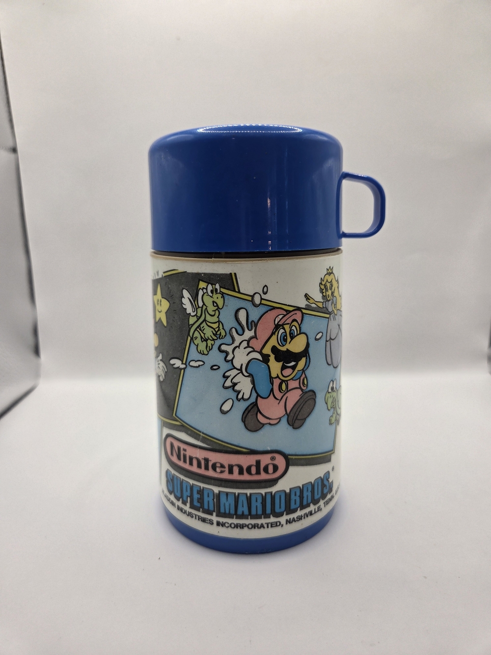 Nintendo Super Mario Bros. Blue Thermos 1998 Aladdin
